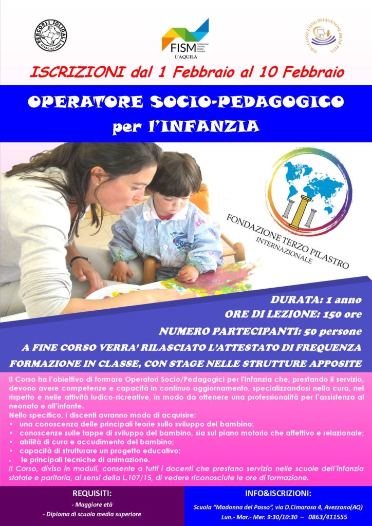 Locandina ufficiale Operatore Socio Pedagogico per lInfanzia