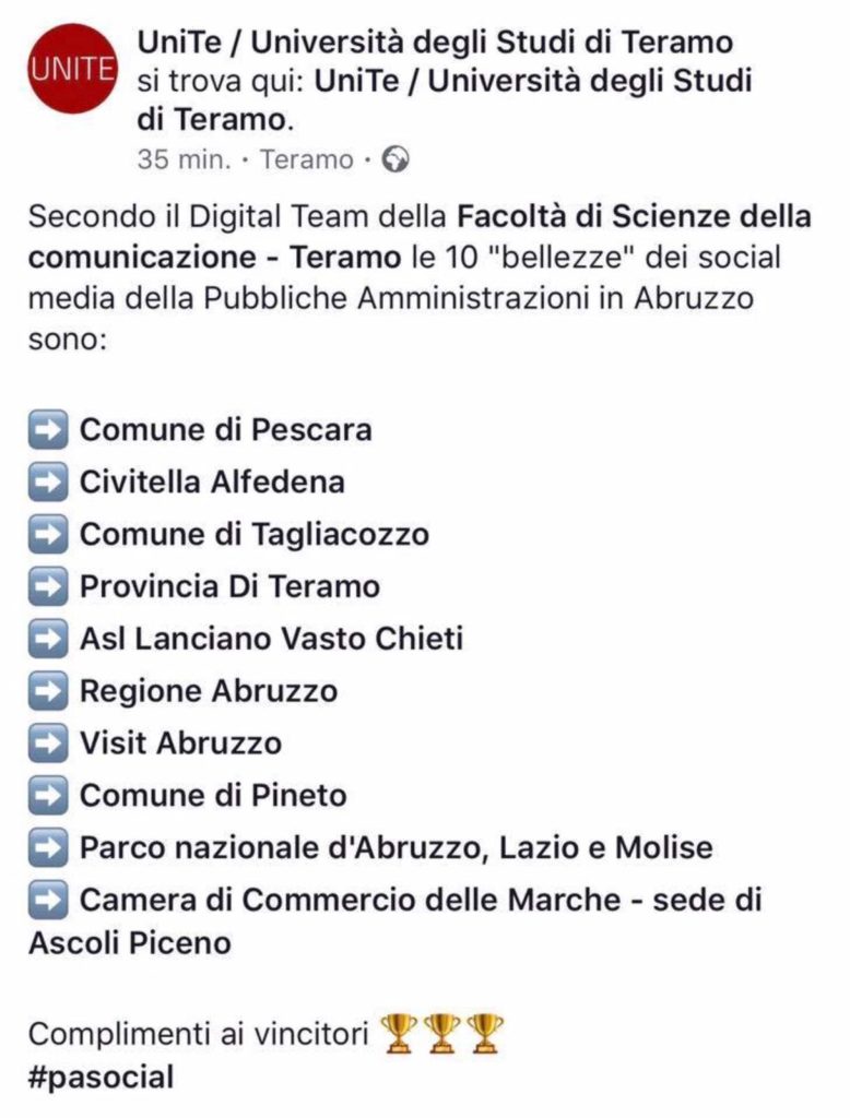 TAGLIACOZZO TOP TEN SOCIAL 2